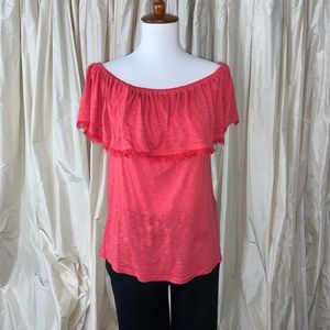 Orange Ruffle Top.  2 for $20 White, Black, Green